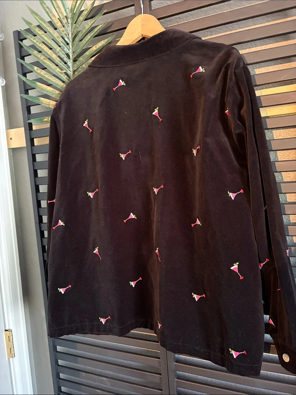 Quacker Factory Cotton Velvet Jacket w/ Holiday Cocktail Embroidery and Bling